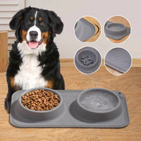 HKM-1137853 Foldable Silicone Pet Bowl - Double Feeding and Drinking Bowl with Non-Slip Design