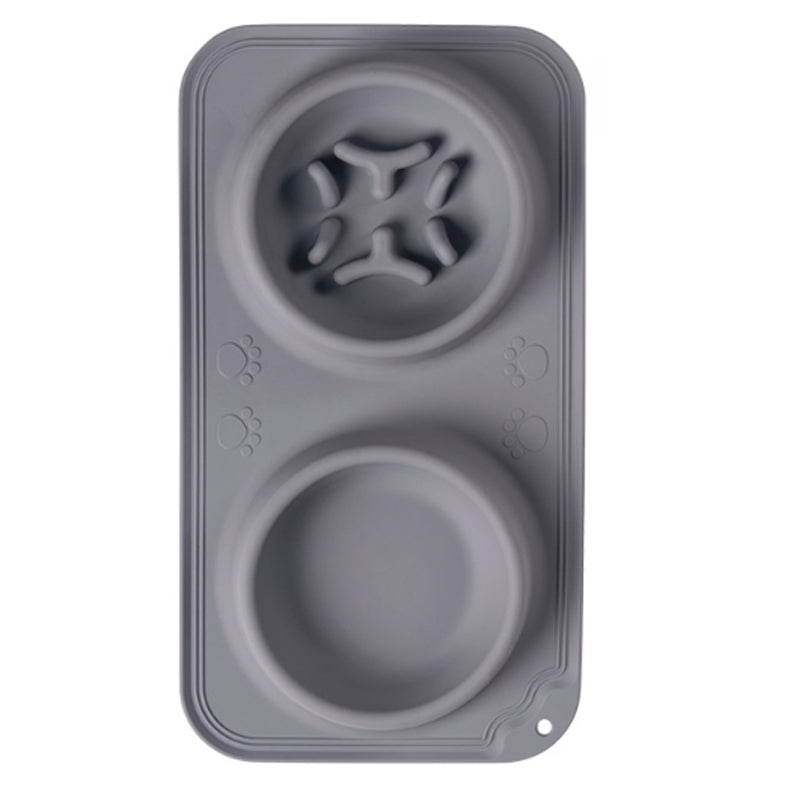 HKM-1137853 Foldable Silicone Pet Bowl - Double Feeding and Drinking Bowl with Non-Slip Design