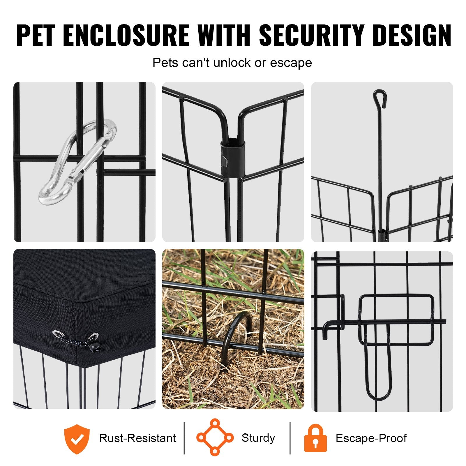 HKM-1137981 Foldable 8-Panel Metal Dog Exercise Playpen with Waterproof Cover, 30" Height, Perfect for Medium Pets