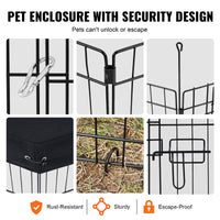 HKM-1137981 Foldable 8-Panel Metal Dog Exercise Playpen with Waterproof Cover, 30" Height, Perfect for Medium Pets