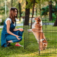 HKM-1137981 Foldable 8-Panel Metal Dog Exercise Playpen with Waterproof Cover, 30" Height, Perfect for Medium Pets