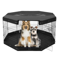HKM-1137981 Foldable 8-Panel Metal Dog Exercise Playpen with Waterproof Cover, 30" Height, Perfect for Medium Pets