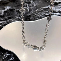 HKM-1139005 Unisex Asterism Diamond Necklace with Cuban Link Chain in Titanium Steel