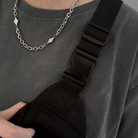 HKM-1139005 Unisex Asterism Diamond Necklace with Cuban Link Chain in Titanium Steel