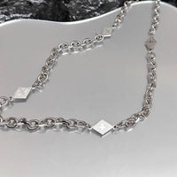 HKM-1139005 Unisex Asterism Diamond Necklace with Cuban Link Chain in Titanium Steel