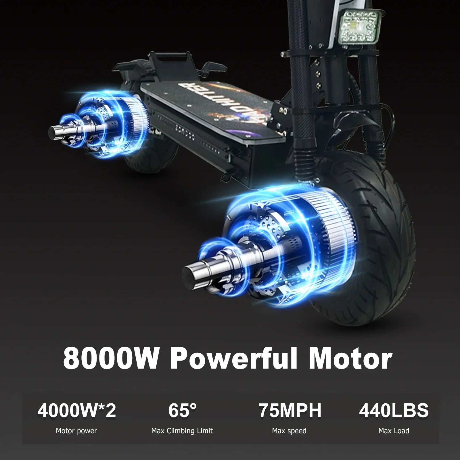HKM-113939 72V Dual Motor Folding Electric Scooter, 4000W Power, Max Speed 68MPH, 13-Inch Tires