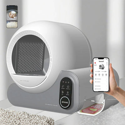 HKM-114195 Automatic Self-Cleaning Cat Litter Box with App Control and Odor Control, 65L Capacity