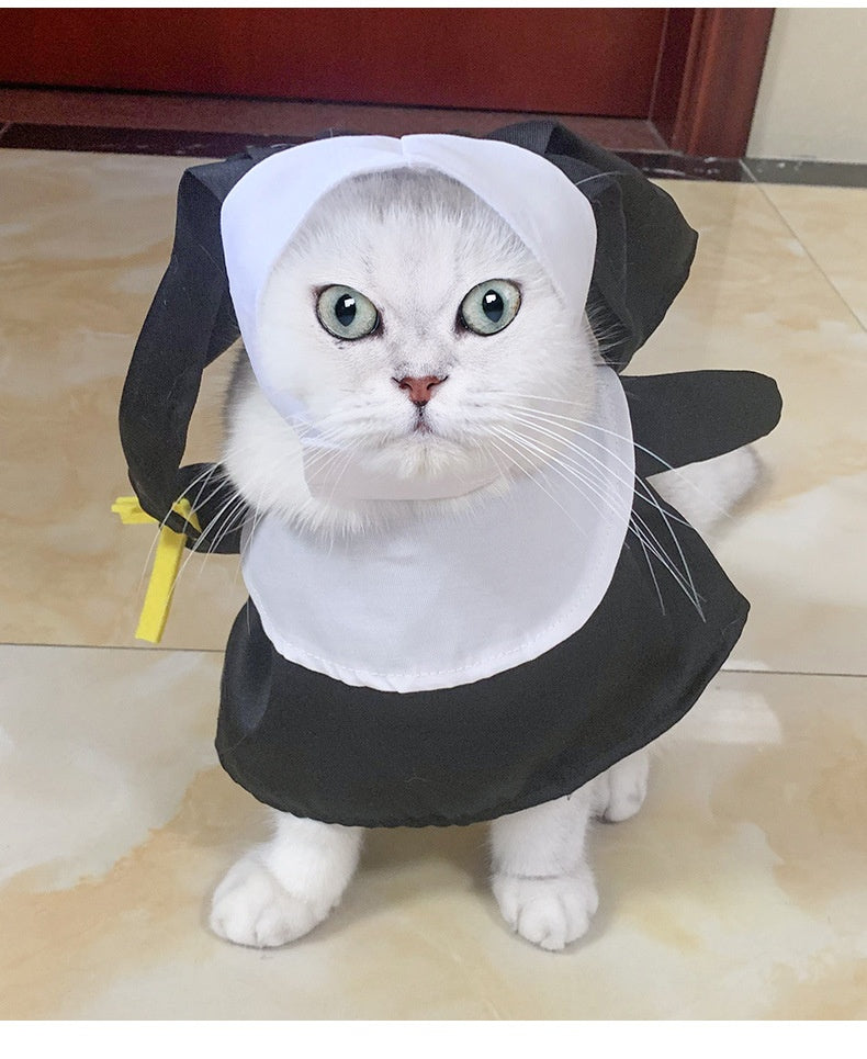 HKM-1142717 Black Nun Dress Pet Costume for Cats and Dogs - Casual Holiday Apparel