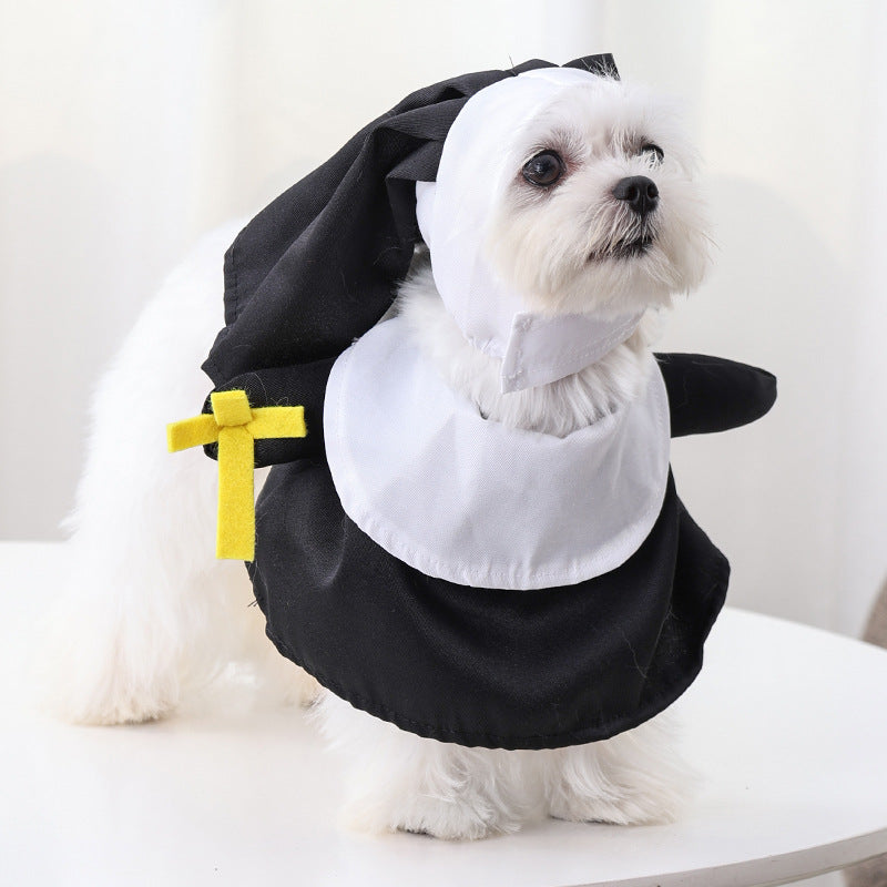 HKM-1142717 Black Nun Dress Pet Costume for Cats and Dogs - Casual Holiday Apparel