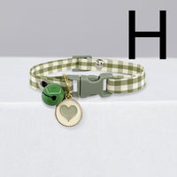 HKM-1144125 Cute Checkered Cat Collar with Bell ¨C Various Colors and Patterns Available