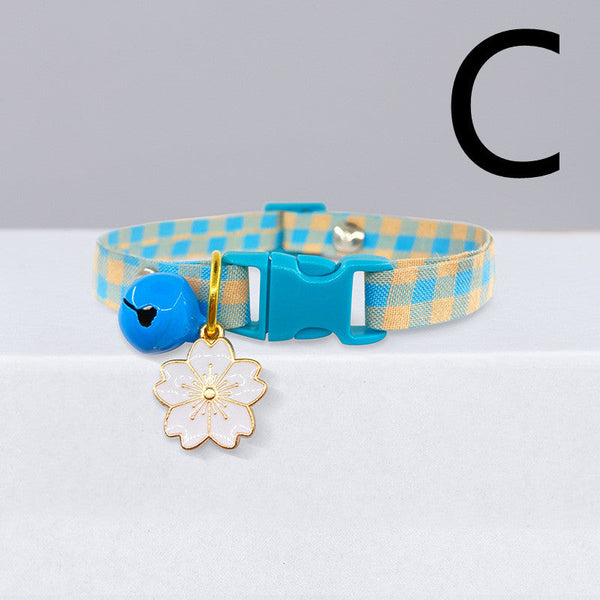 HKM-1144125 Cute Checkered Cat Collar with Bell ¨C Various Colors and Patterns Available