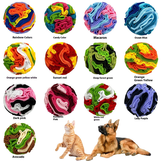 HKM-1144765 Colorful Pet Sniffing Toy Ball for Molar Training – Polar Fleece Puzzle Toy in Various Sizes and Colors