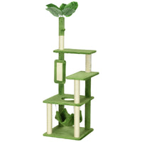 HKM-1145405 Indoor Cat Tree with Hammock, Multi-Level Climbing Tower & Scratching Posts, Green