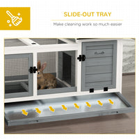 HKM-1145789 Spacious Wooden Rabbit Hutch with Wheels and Removable Tray for Small Animals