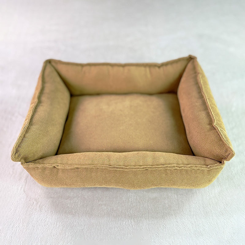 HKM-1146173 Solid Color Casual Non-Slip Dog Mat for All Seasons in Turmeric, Dark Green, and Wine Red