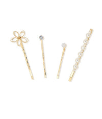 HKM-114643 Elegant Imitation Pearl Side Hair Clip in Fashion Gold - Alloy/Silver/Gold
