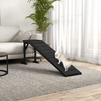 HKM-1147581 Non-Slip Carpet Pet Ramp with Platform for Dogs and Cats, Black 74" x 16" x 25"