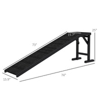 HKM-1147581 Non-Slip Carpet Pet Ramp with Platform for Dogs and Cats, Black 74" x 16" x 25"