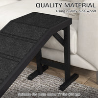 HKM-1147581 Non-Slip Carpet Pet Ramp with Platform for Dogs and Cats, Black 74" x 16" x 25"