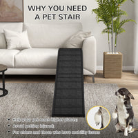 HKM-1147581 Non-Slip Carpet Pet Ramp with Platform for Dogs and Cats, Black 74" x 16" x 25"