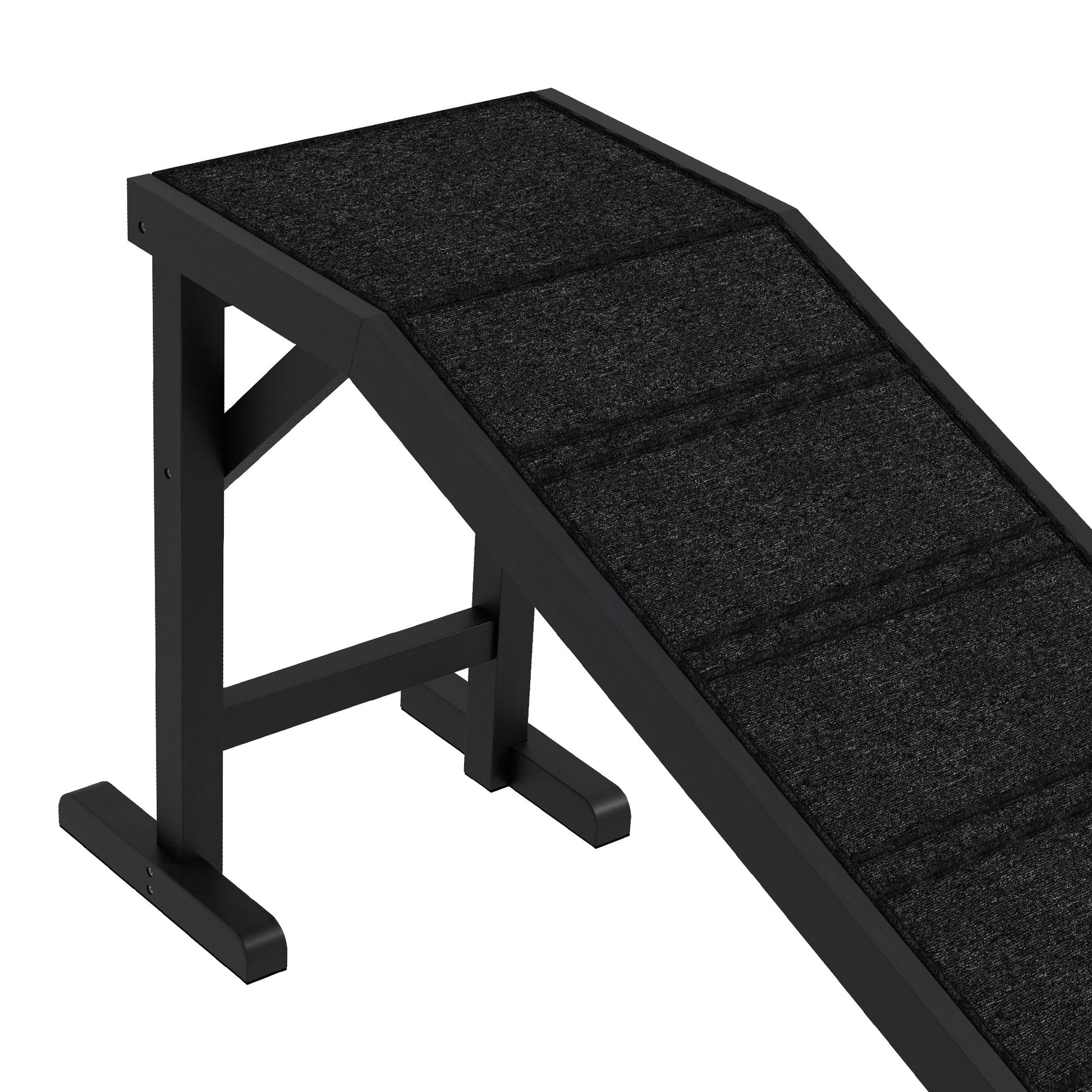 HKM-1147581 Non-Slip Carpet Pet Ramp with Platform for Dogs and Cats, Black 74" x 16" x 25"