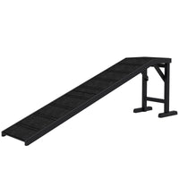 HKM-1147581 Non-Slip Carpet Pet Ramp with Platform for Dogs and Cats, Black 74" x 16" x 25"