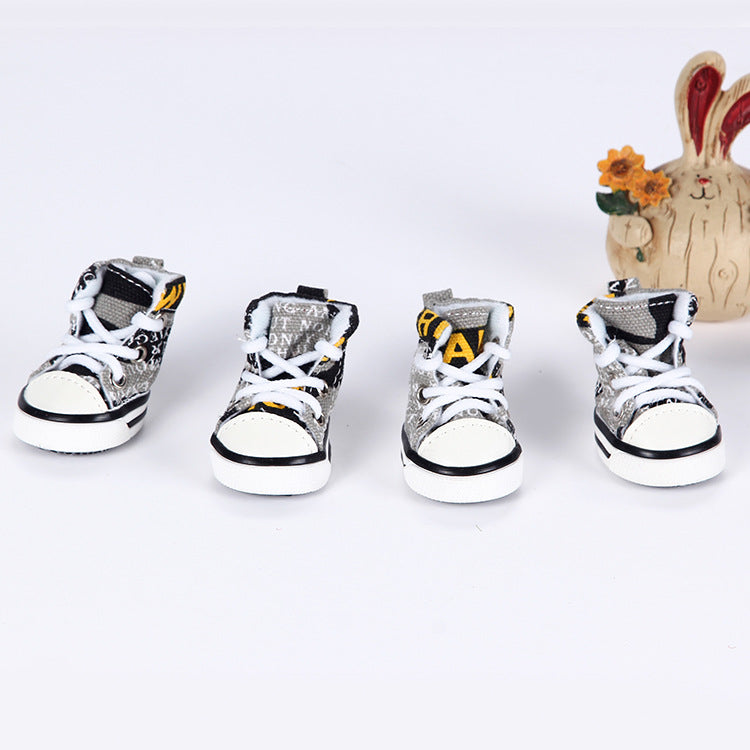 HKM-1148733 Breathable Canvas Dog Sneakers with Soft Rubber Soles for Summer Protection