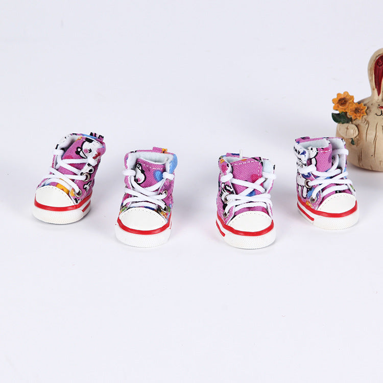 HKM-1148733 Breathable Canvas Dog Sneakers with Soft Rubber Soles for Summer Protection