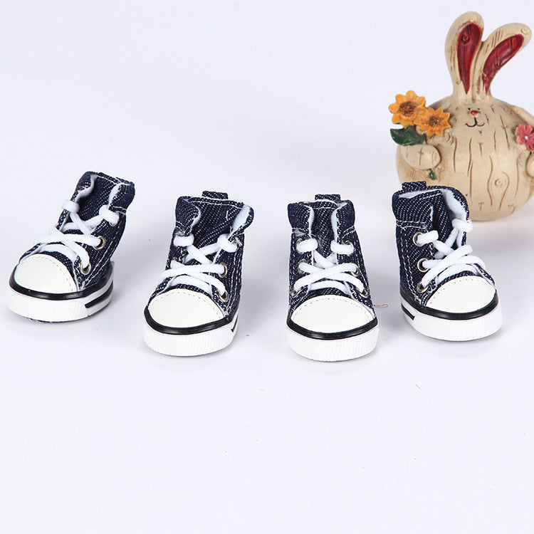 HKM-1148733 Breathable Canvas Dog Sneakers with Soft Rubber Soles for Summer Protection