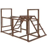 HKM-1149373 Chicken Activity Play Set with Perches, Swing, Ladder, and Platform for 3-4 Chickens in Coffee Color