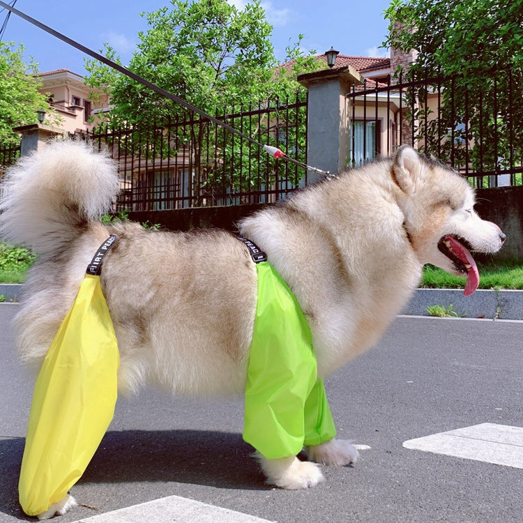 HKM-1149501 Adjustable Cotton Raincoat for Dogs - Four-Legged Waterproof Design in Yellow Green, Sizes S to XL