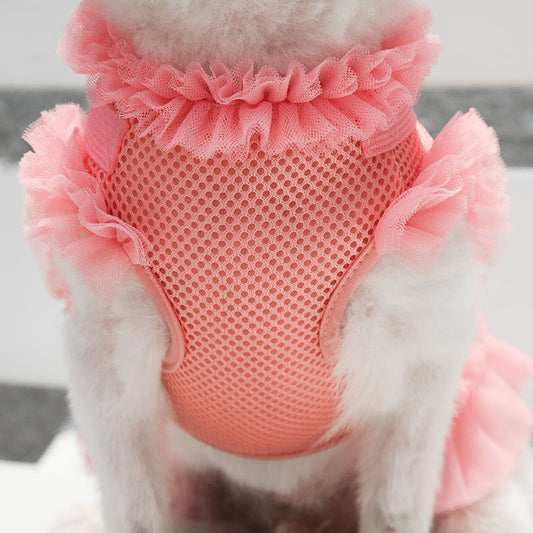 HKM-1150269 Breathable Mesh Dog Skirt with Chest Strap and Towing Rope - Available in Multiple Colors and Sizes