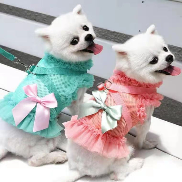 HKM-1150269 Breathable Mesh Dog Skirt with Chest Strap and Towing Rope - Available in Multiple Colors and Sizes