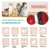 HKM-1150525 Rotating Cat Sound Food Dropping Ball Toy - Interactive Plastic Plaything for Pets