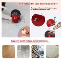 HKM-1150525 Rotating Cat Sound Food Dropping Ball Toy - Interactive Plastic Plaything for Pets