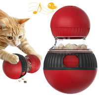 HKM-1150525 Rotating Cat Sound Food Dropping Ball Toy - Interactive Plastic Plaything for Pets