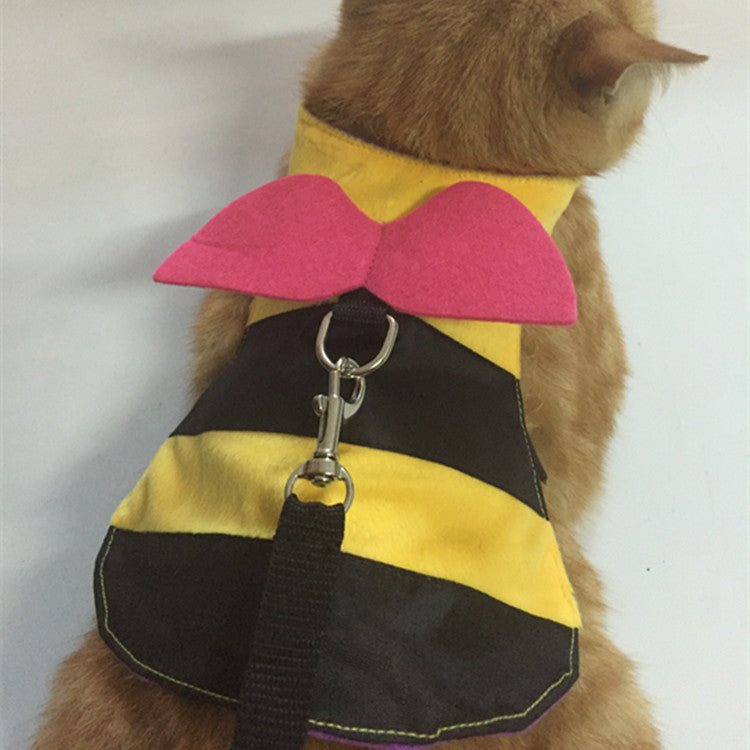 HKM-1151165 Cute Bee Costume for Cats and Rabbits with Adjustable Walking Harness in Multiple Sizes