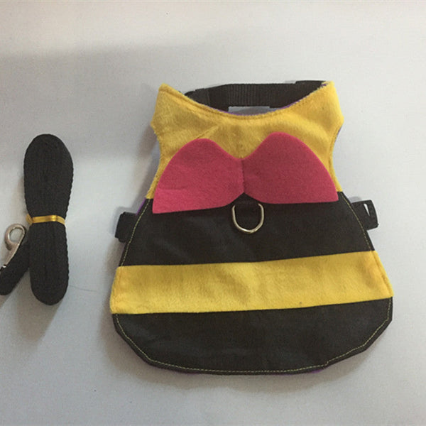HKM-1151165 Cute Bee Costume for Cats and Rabbits with Adjustable Walking Harness in Multiple Sizes