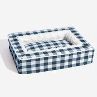 HKM-1151933 Classic Plaid Removable Washable Dog Cushion - Available in Red, Blue, Black, Brown