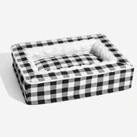 HKM-1151933 Classic Plaid Removable Washable Dog Cushion - Available in Red, Blue, Black, Brown