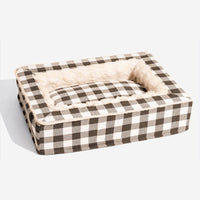 HKM-1151933 Classic Plaid Removable Washable Dog Cushion - Available in Red, Blue, Black, Brown