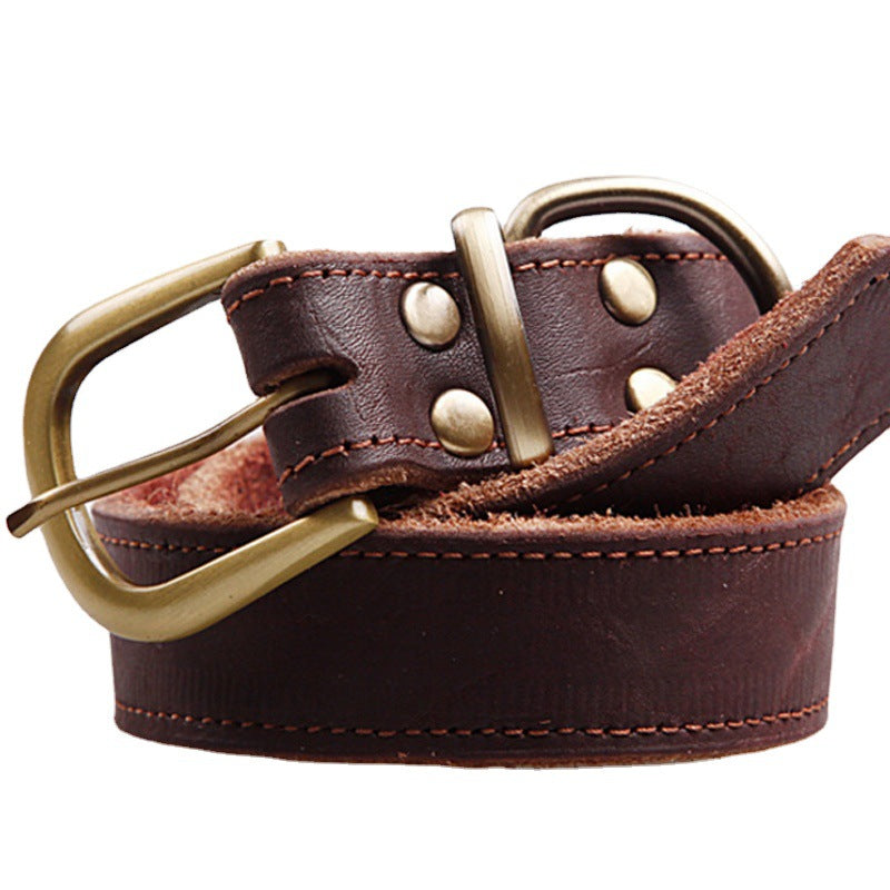 HKM-1152701 Cowhide Leather Pet Collar for Small and Medium Dogs - Monochrome Design, Adjustable Sizes 24CM to 65CM