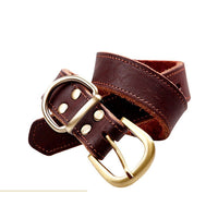 HKM-1152701 Cowhide Leather Pet Collar for Small and Medium Dogs - Monochrome Design, Adjustable Sizes 24CM to 65CM