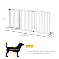 HKM-1153341 Adjustable Freestanding Wooden Pet Gate with Lockable Door - 3 Panels, White