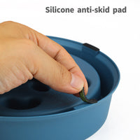 HKM-1153853 Slow Feeder Dog Bowl - Anti-Choke Pet Dish in Yellow, Dark Blue, Purple, Peacock Green - 19.3cm Diameter, Plastic