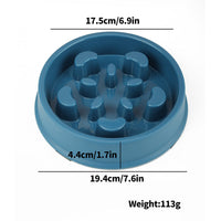 HKM-1153853 Slow Feeder Dog Bowl - Anti-Choke Pet Dish in Yellow, Dark Blue, Purple, Peacock Green - 19.3cm Diameter, Plastic