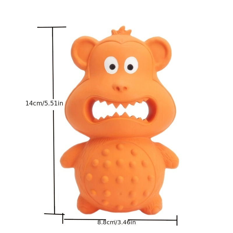 HKM-1155133 Durable Rubber Monkey Chew Toy for Medium and Large Dogs - Interactive Squeaky Toy for Teeth Cleaning