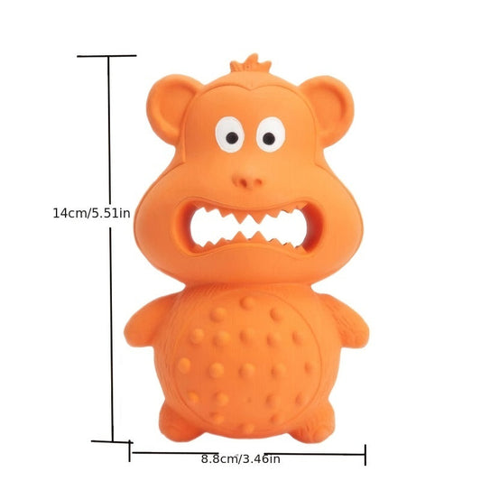 HKM-1155133 Durable Rubber Monkey Chew Toy for Medium and Large Dogs - Interactive Squeaky Toy for Teeth Cleaning