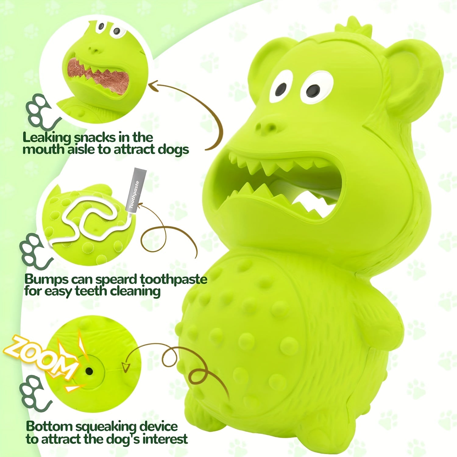 HKM-1155133 Durable Rubber Monkey Chew Toy for Medium and Large Dogs - Interactive Squeaky Toy for Teeth Cleaning