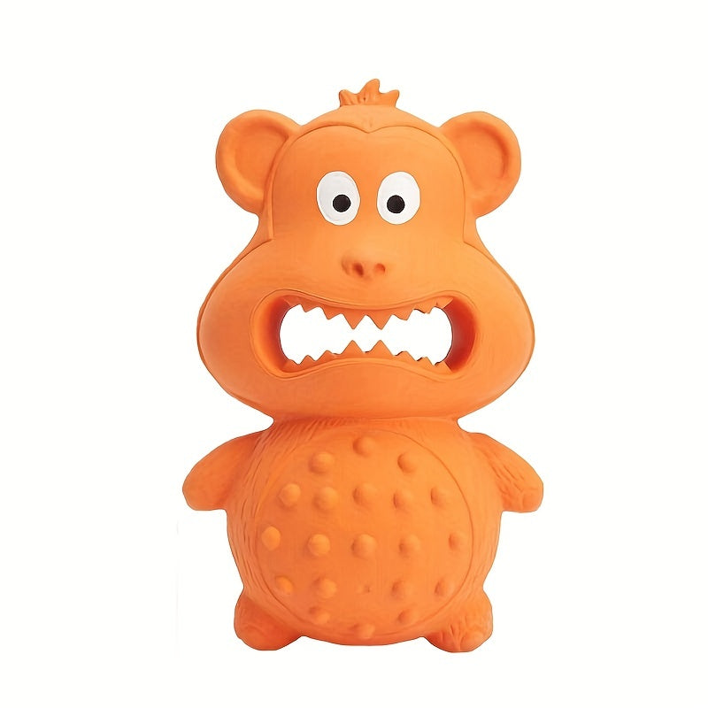 HKM-1155133 Durable Rubber Monkey Chew Toy for Medium and Large Dogs - Interactive Squeaky Toy for Teeth Cleaning